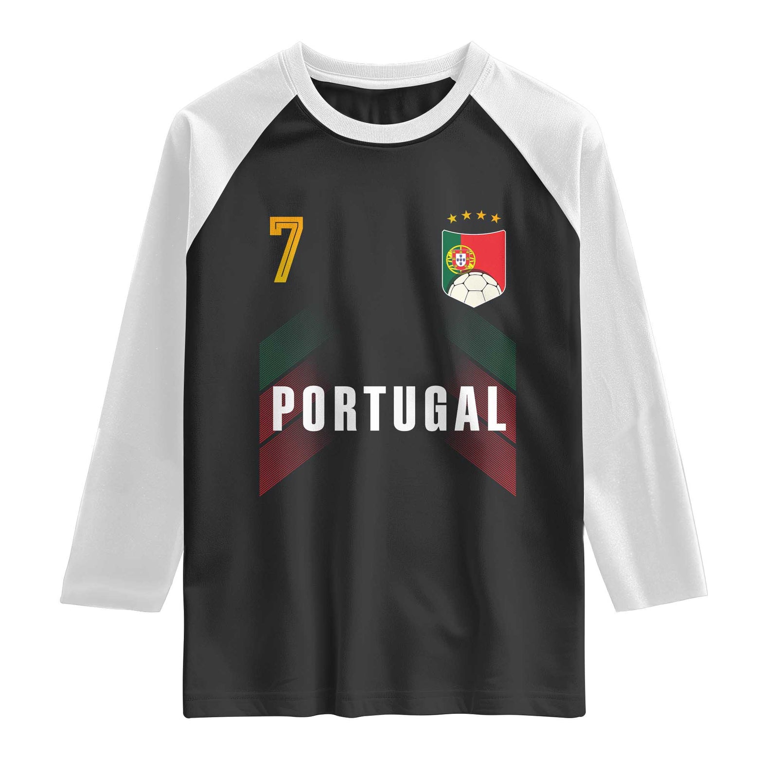 Portugal Soccer Fans Graphic Jersey Style Raglan Shirt Proud Portuguese Football Lover TS02 Black White Print Your Wear