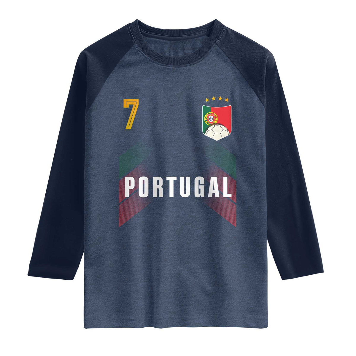 Portugal Soccer Fans Graphic Jersey Style Raglan Shirt Proud Portuguese Football Lover