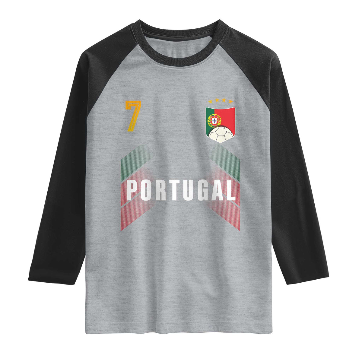 Portugal Soccer Fans Graphic Jersey Style Raglan Shirt Proud Portuguese Football Lover