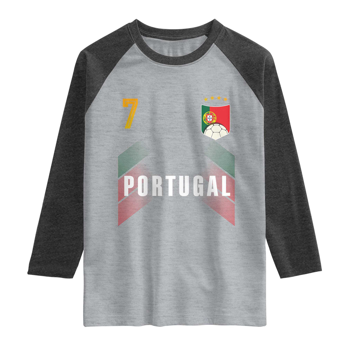 Portugal Soccer Fans Graphic Jersey Style Raglan Shirt Proud Portuguese Football Lover