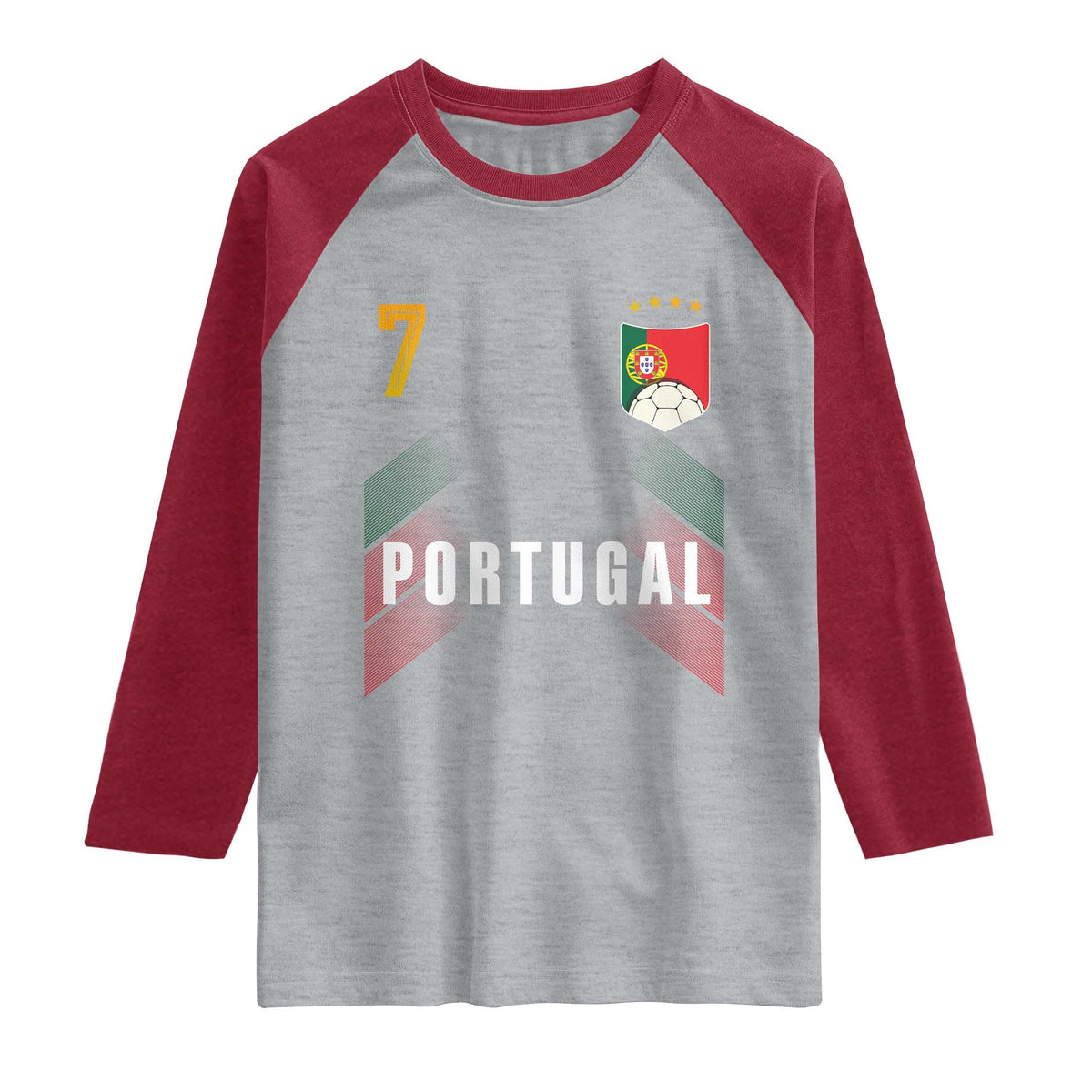 Portugal Soccer Fans Graphic Jersey Style Raglan Shirt Proud Portuguese Football Lover