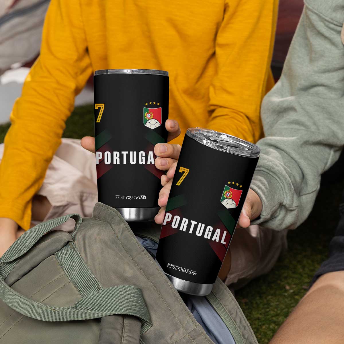 Portugal Soccer Fans Graphic Jersey Style Tumbler Cup Proud Portuguese Football Lover