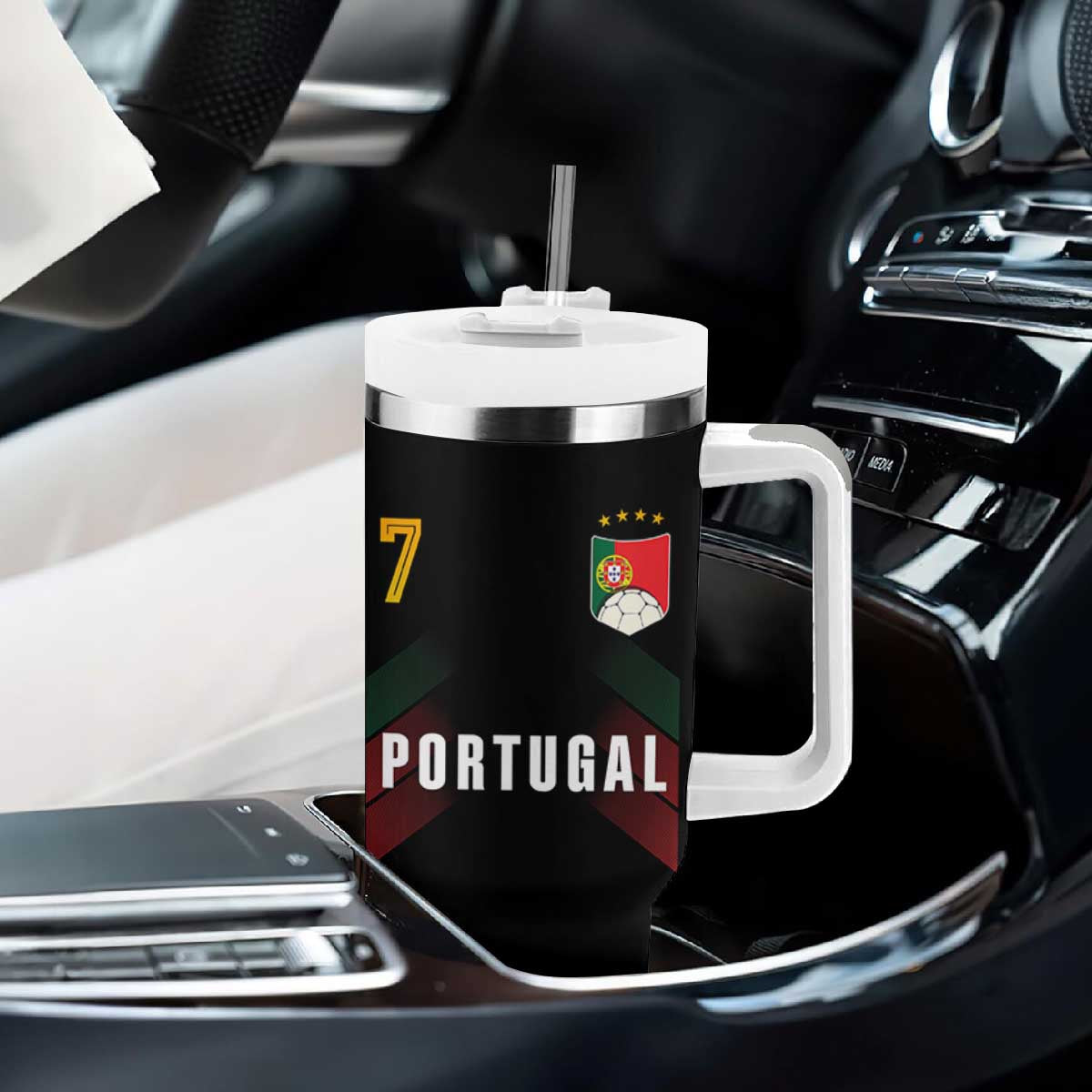 Portugal Soccer Fans Graphic Jersey Style Tumbler With Handle Proud Portuguese Football Lover