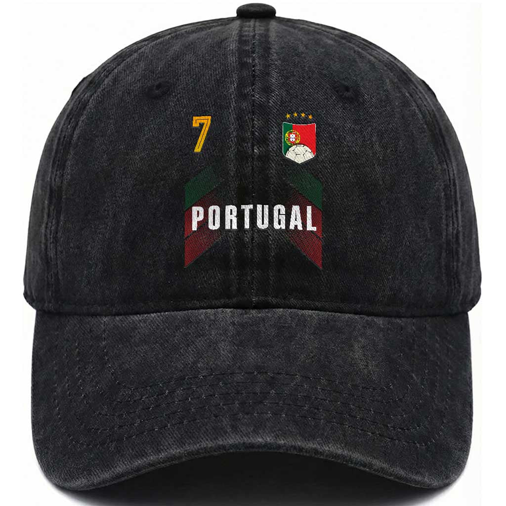 Portugal Soccer Fans Graphic Jersey Style Washed Cotton Baseball Cap Proud Portuguese Football Lover TS02 Print Your Wear