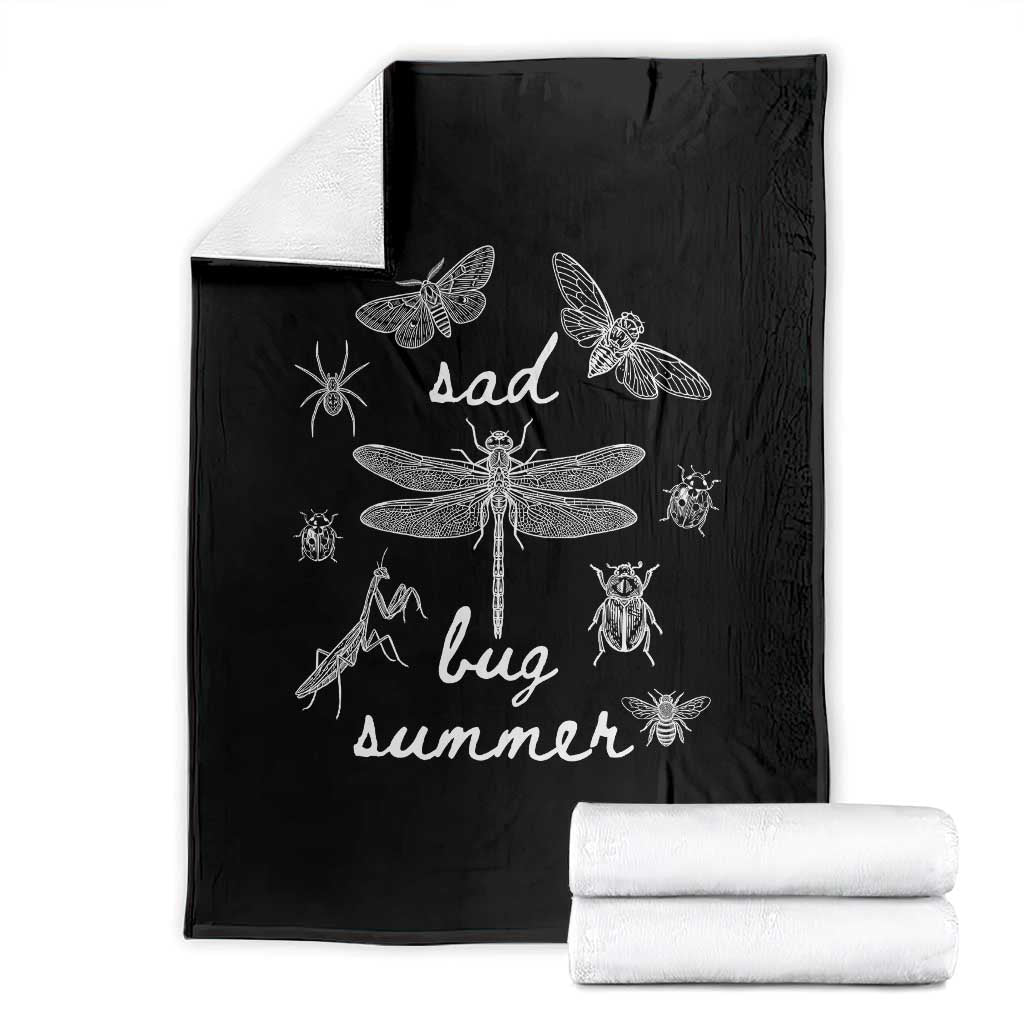 Sad Bug Summer Vintage Cottagecore Insects Graphic Throw Blanket Dark Academia Aesthetic Folk Music Lover Entomology TS02 Black Print Your Wear