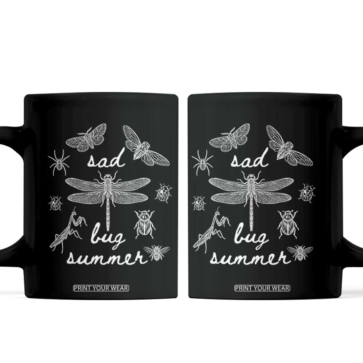 Sad Bug Summer Vintage Cottagecore Insects Graphic Coffee Mug Dark Academia Aesthetic Folk Music Lover Entomology TS02 Black Print Your Wear