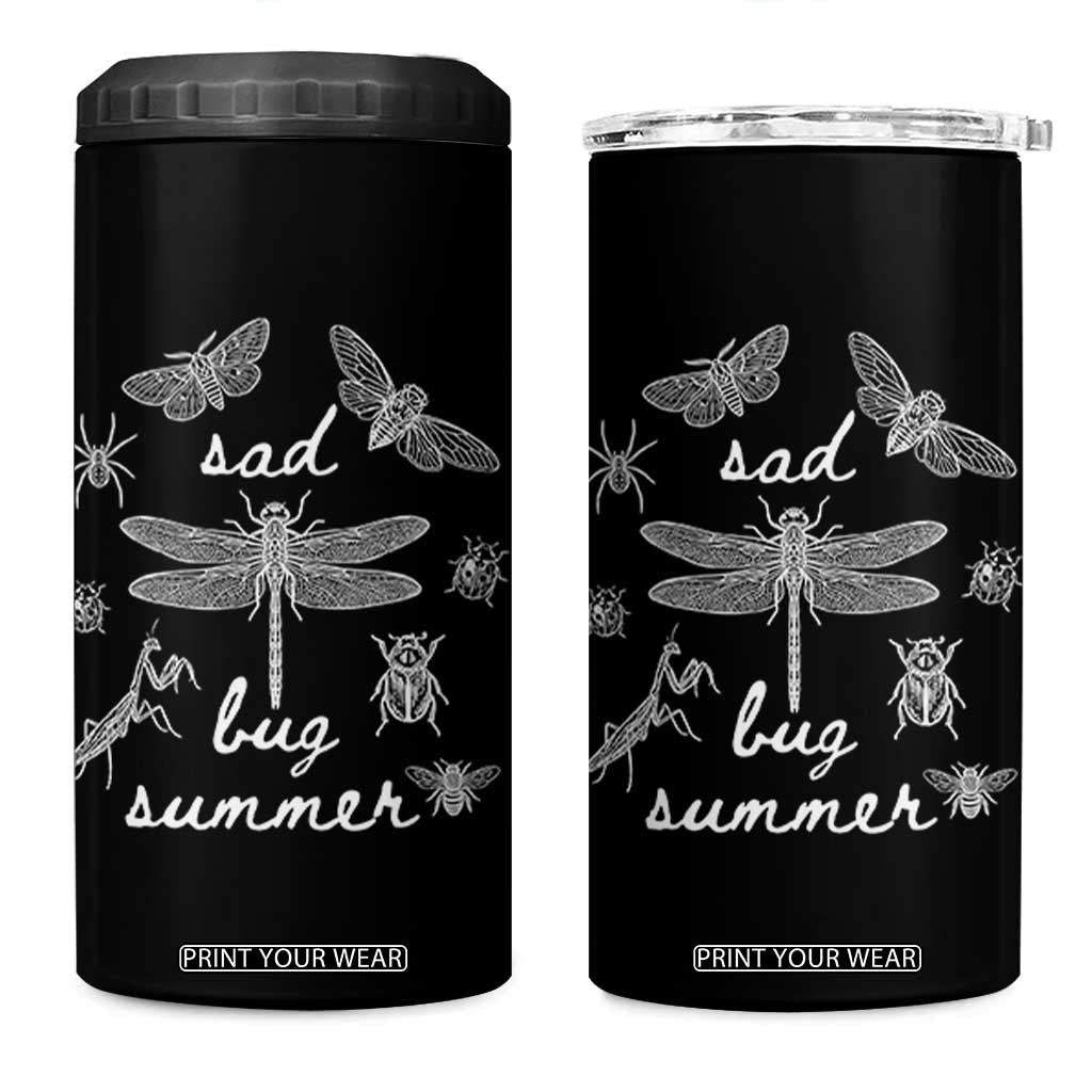 Sad Bug Summer Vintage Cottagecore Insects Graphic 4 in 1 Can Cooler Tumbler Dark Academia Aesthetic Folk Music Lover Entomology