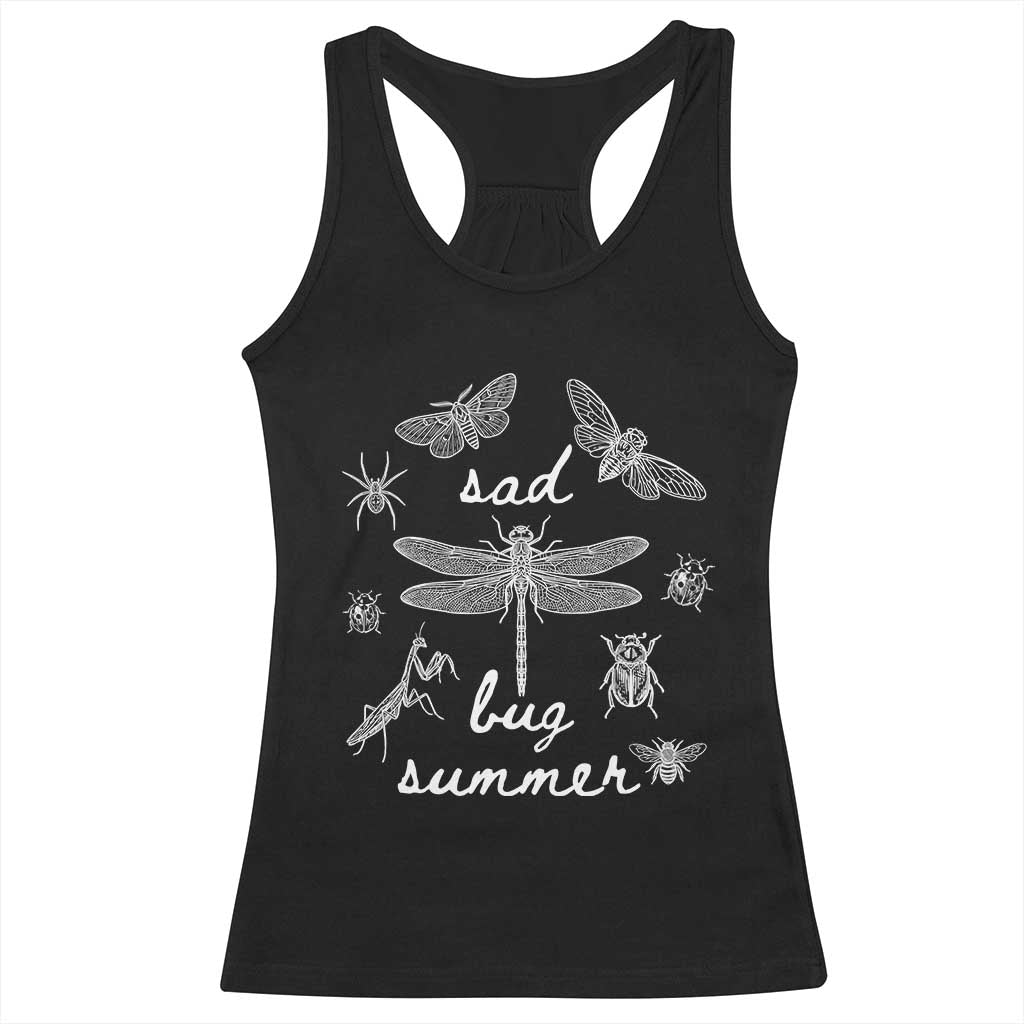 Sad Bug Summer Vintage Cottagecore Insects Graphic Racerback Tank Top Dark Academia Aesthetic Folk Music Lover Entomology TS02 Black Print Your Wear