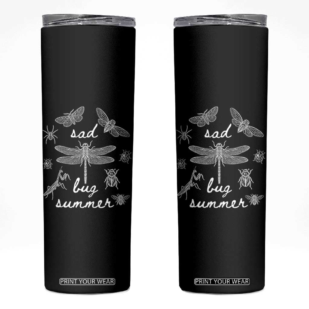 Sad Bug Summer Vintage Cottagecore Insects Graphic Skinny Tumbler Dark Academia Aesthetic Folk Music Lover Entomology TS02 Black Print Your Wear