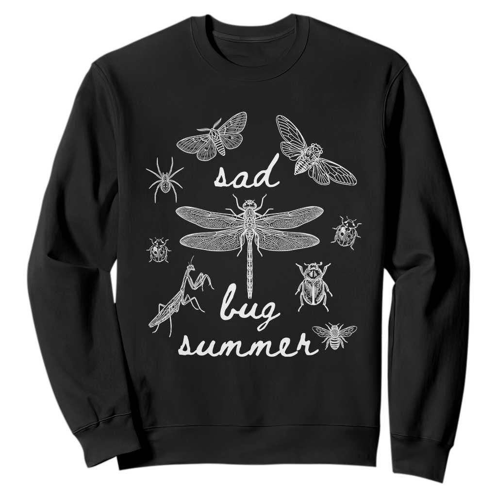 Sad Bug Summer Vintage Cottagecore Insects Graphic Sweatshirt Dark Academia Aesthetic Folk Music Lover Entomology TS02 Black Print Your Wear