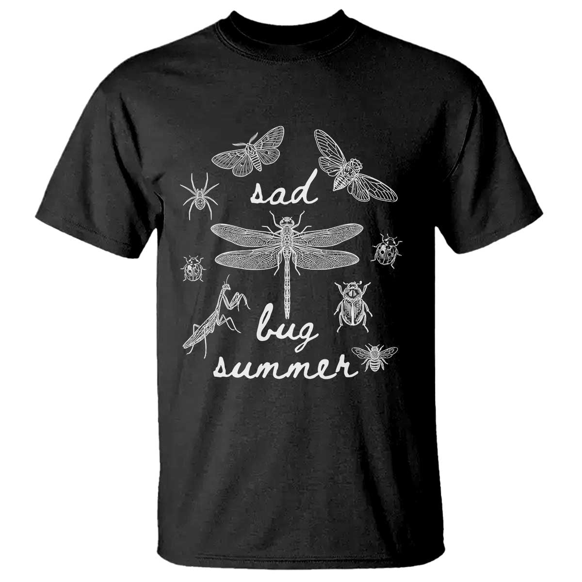 Sad Bug Summer Vintage Cottagecore Insects Graphic T Shirt Dark Academia Aesthetic Folk Music Lover Entomology TS02 Black Print Your Wear