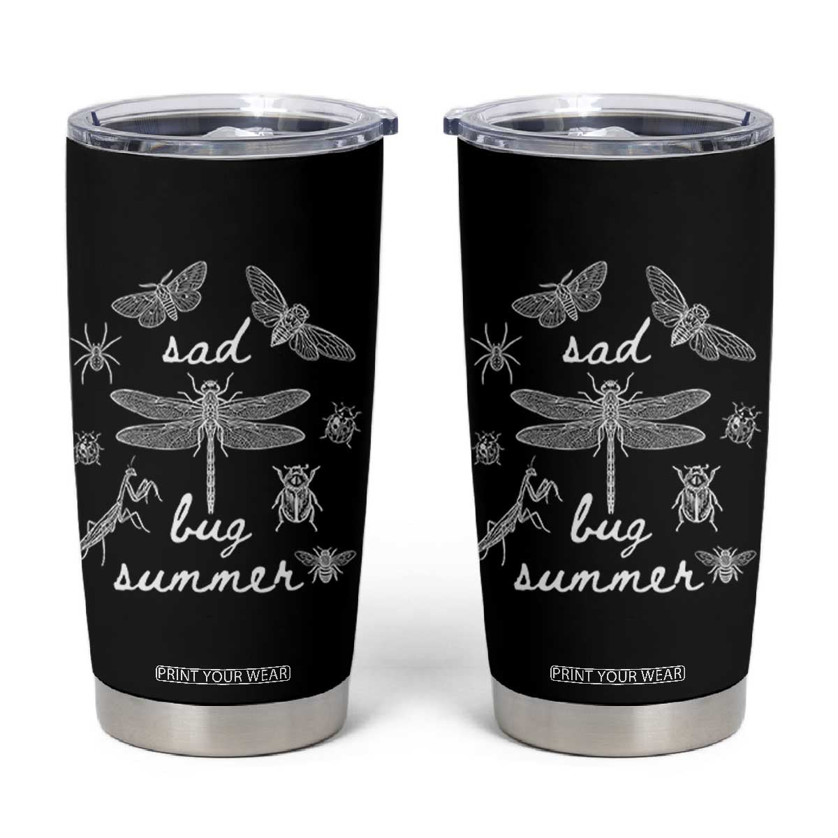 Sad Bug Summer Vintage Cottagecore Insects Graphic Tumbler Cup Dark Academia Aesthetic Folk Music Lover Entomology TS02 Black Print Your Wear