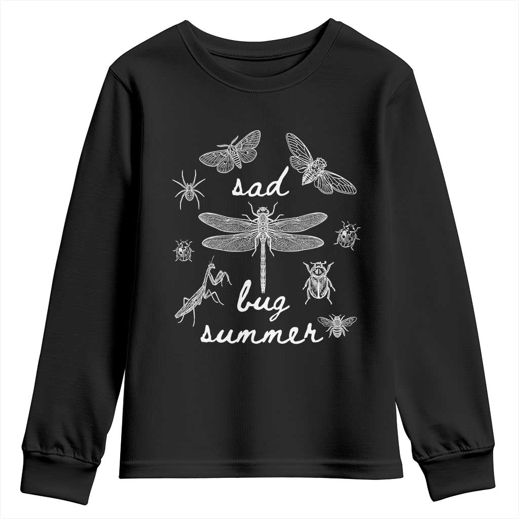 Sad Bug Summer Vintage Cottagecore Insects Graphic Youth Sweatshirt Dark Academia Aesthetic Folk Music Lover Entomology TS02 Black Print Your Wear