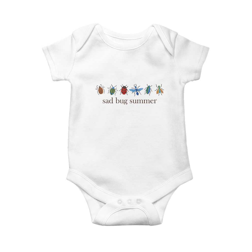Sad Bug Summer Colorful Vintage Insect Lineup Graphic Baby Onesie Folk Music Lover Aesthetic Entomology Humor TS02 White Print Your Wear