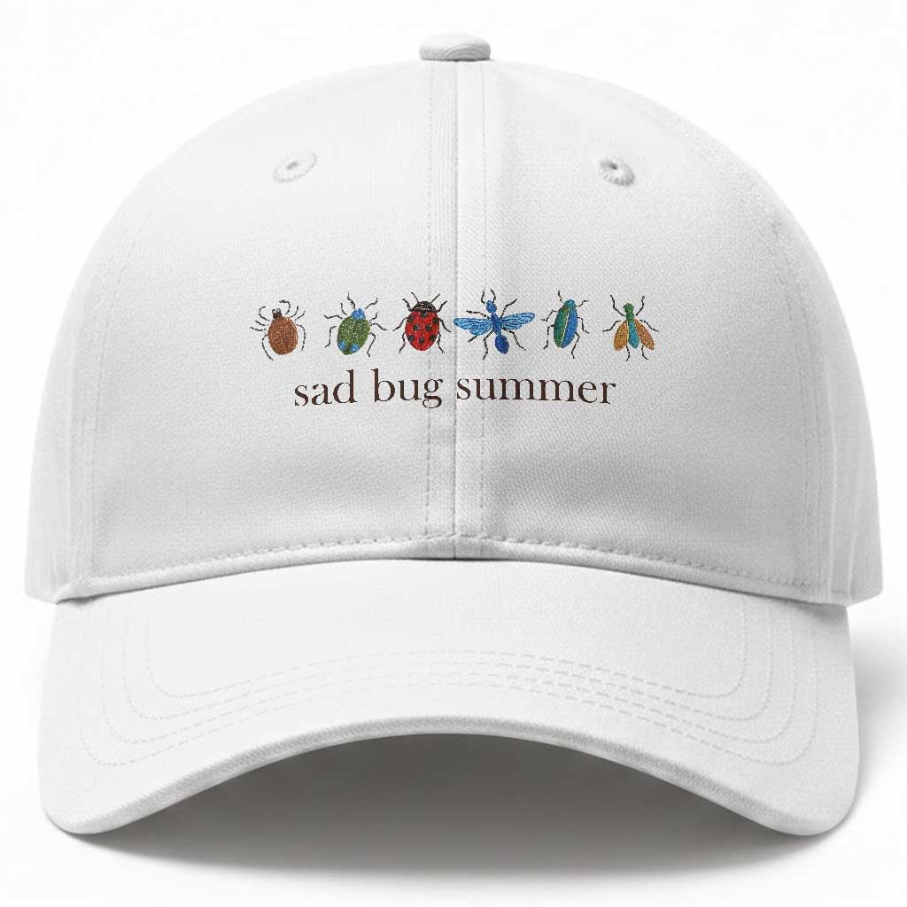 Sad Bug Summer Colorful Vintage Insect Lineup Graphic Baseball Cap Folk Music Lover Aesthetic Entomology Humor TS02 Print Your Wear