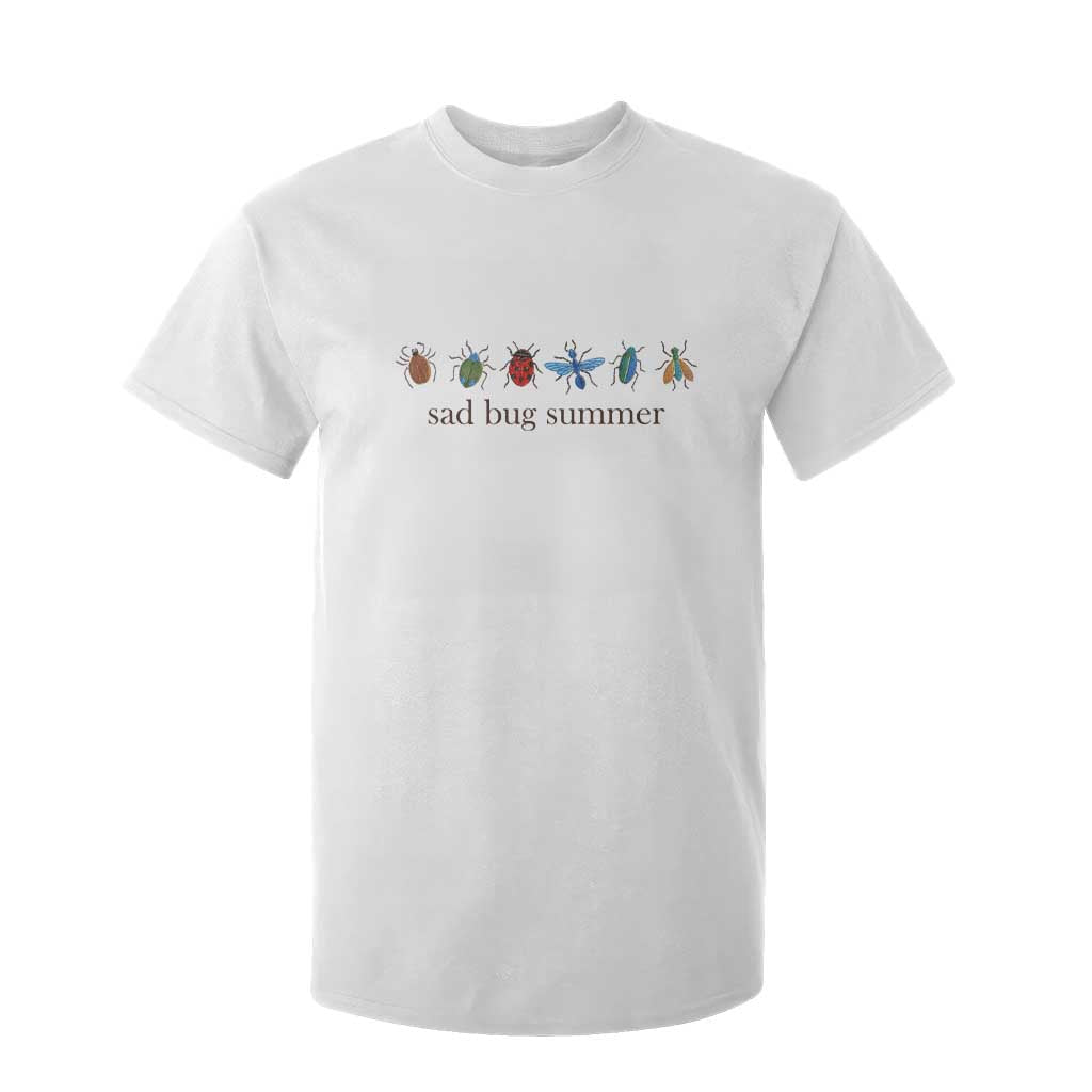 Sad Bug Summer Colorful Vintage Insect Lineup Graphic T Shirt For Kid Folk Music Lover Aesthetic Entomology Humor TS02 White Print Your Wear