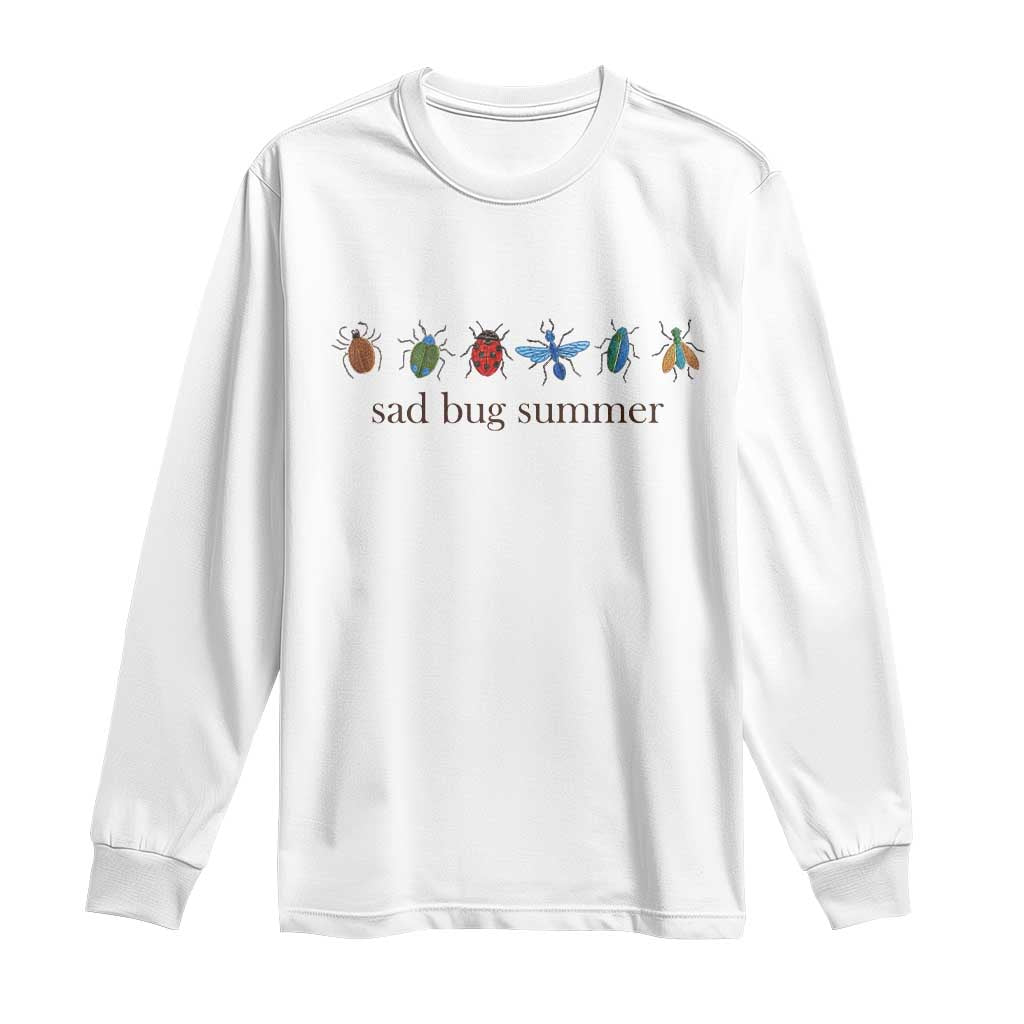 Sad Bug Summer Colorful Vintage Insect Lineup Graphic Long Sleeve Shirt Folk Music Lover Aesthetic Entomology Humor TS02 White Print Your Wear