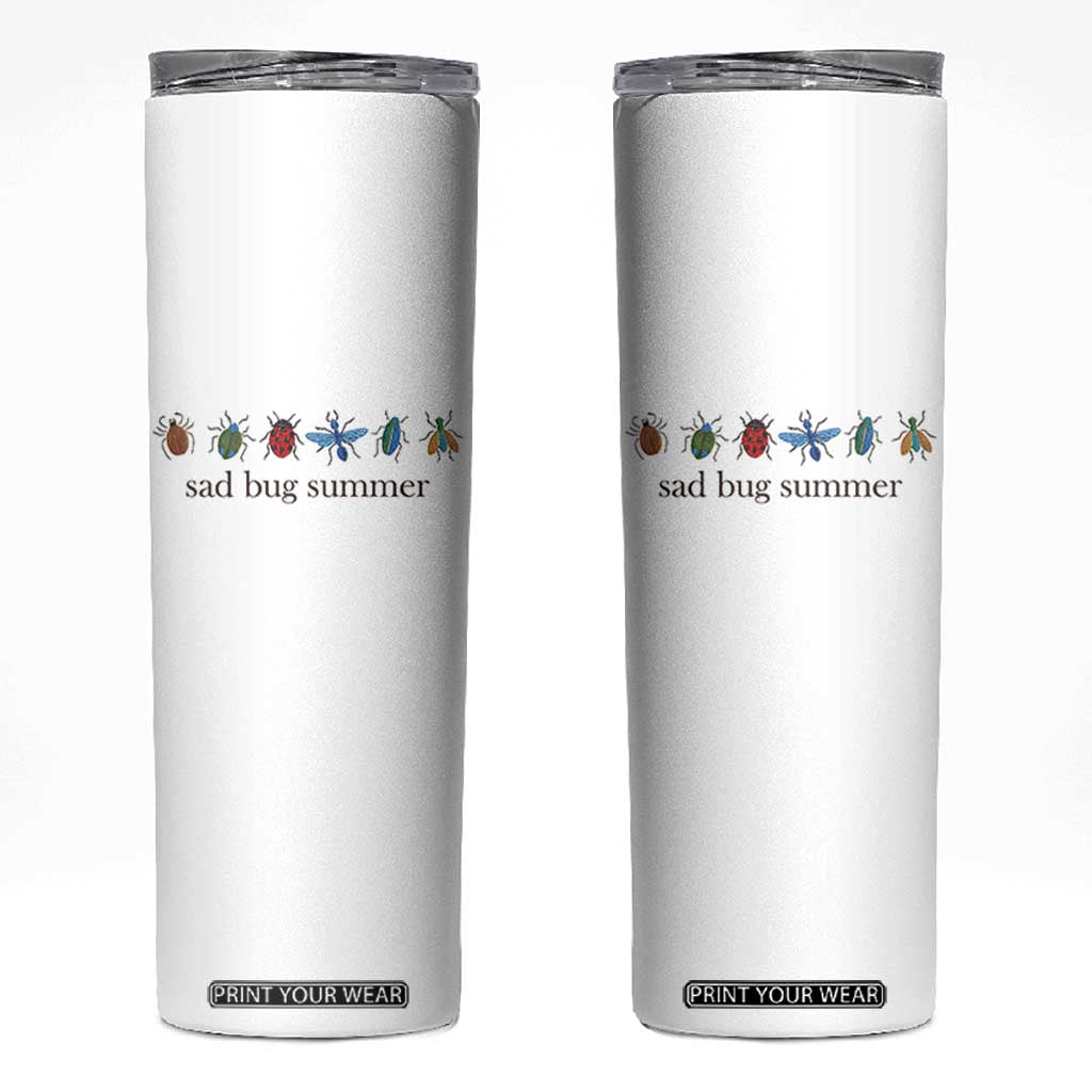 Sad Bug Summer Colorful Vintage Insect Lineup Graphic Skinny Tumbler Folk Music Lover Aesthetic Entomology Humor TS02 White Print Your Wear