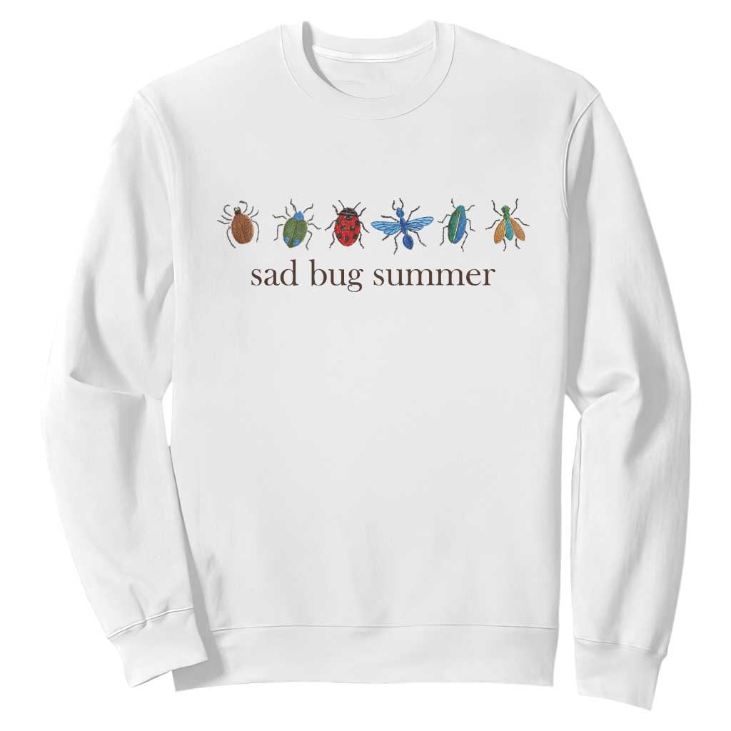 Sad Bug Summer Colorful Vintage Insect Lineup Graphic Sweatshirt Folk Music Lover Aesthetic Entomology Humor TS02 White Print Your Wear
