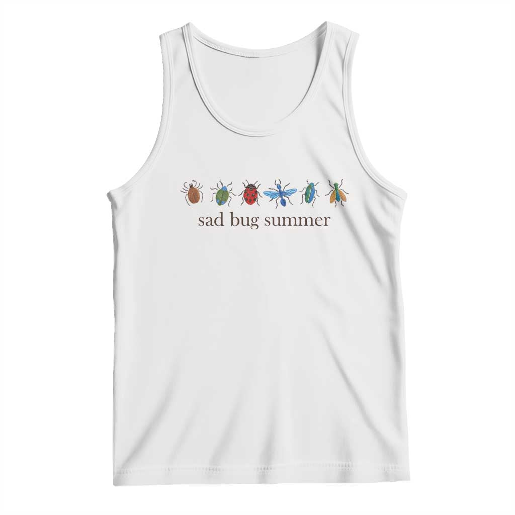 Sad Bug Summer Colorful Vintage Insect Lineup Graphic Tank Top Folk Music Lover Aesthetic Entomology Humor TS02 White Print Your Wear