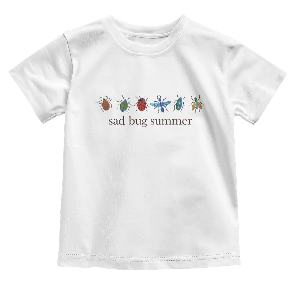 Sad Bug Summer Colorful Vintage Insect Lineup Graphic Toddler T Shirt Folk Music Lover Aesthetic Entomology Humor TS02 White Print Your Wear