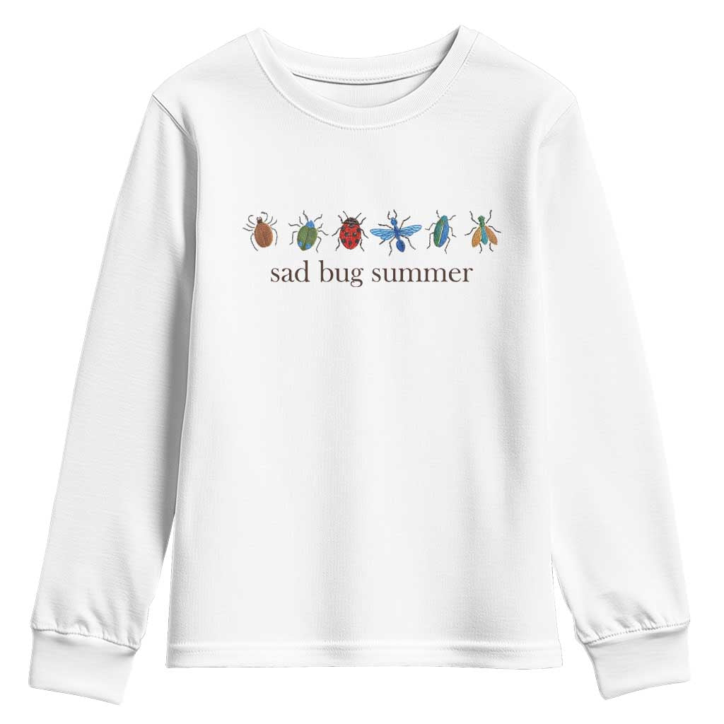 Sad Bug Summer Colorful Vintage Insect Lineup Graphic Youth Sweatshirt Folk Music Lover Aesthetic Entomology Humor TS02 White Print Your Wear