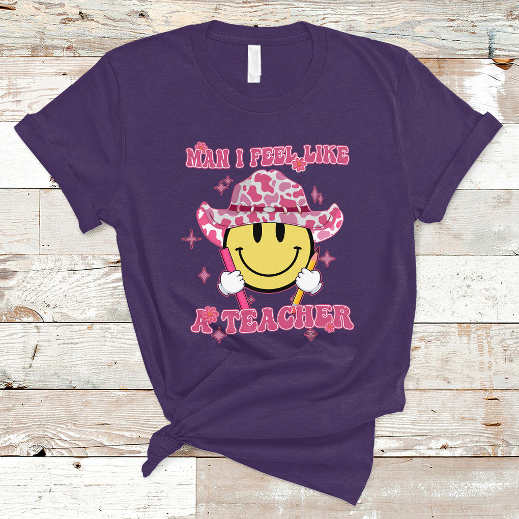 Man I Feel Like A Teacher Funny Groovy Western Teacher T Shirt TS02 Purple Printyourwear