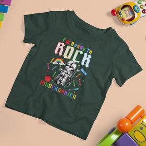 Cute Kindergarten Boy T Shirt For Kid I'm Ready To Rock Kinder 1st Day Of School TS02 Dark Forest Green Printyourwear