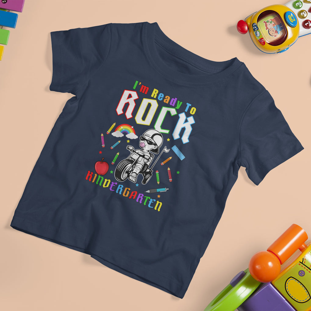 Cute Kindergarten Boy T Shirt For Kid I'm Ready To Rock Kinder 1st Day Of School TS02 Navy Printyourwear