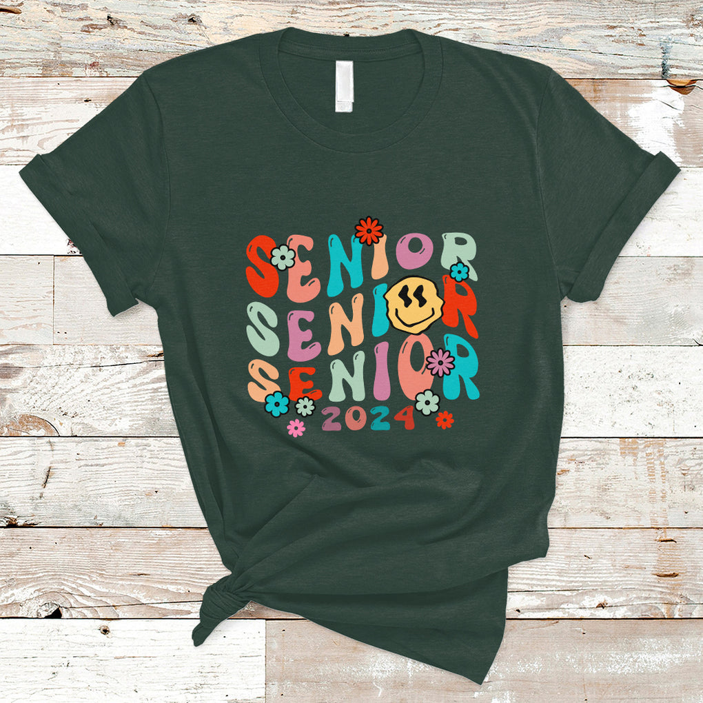 T Shirt Senior 2024 Class of 2024 Graduation High School TS02 Dark Forest Green Printyourwear