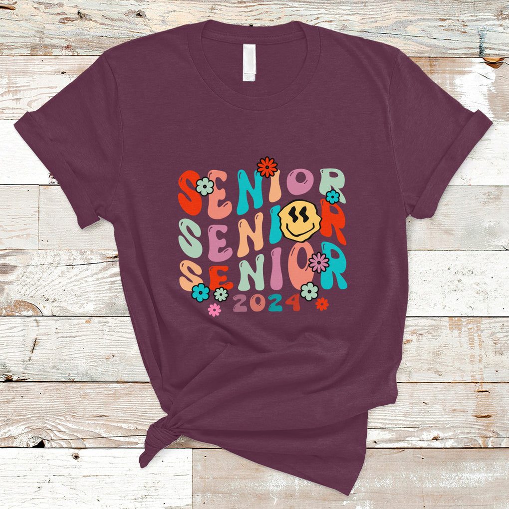 T Shirt Senior 2024 Class of 2024 Graduation High School TS02 Maroon Printyourwear