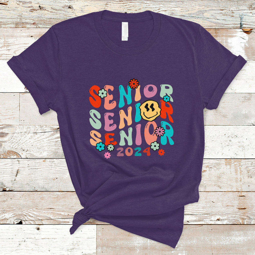 T Shirt Senior 2024 Class of 2024 Graduation High School TS02 Purple Printyourwear