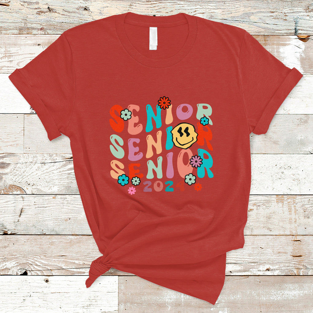 T Shirt Senior 2024 Class of 2024 Graduation High School TS02 Red Printyourwear
