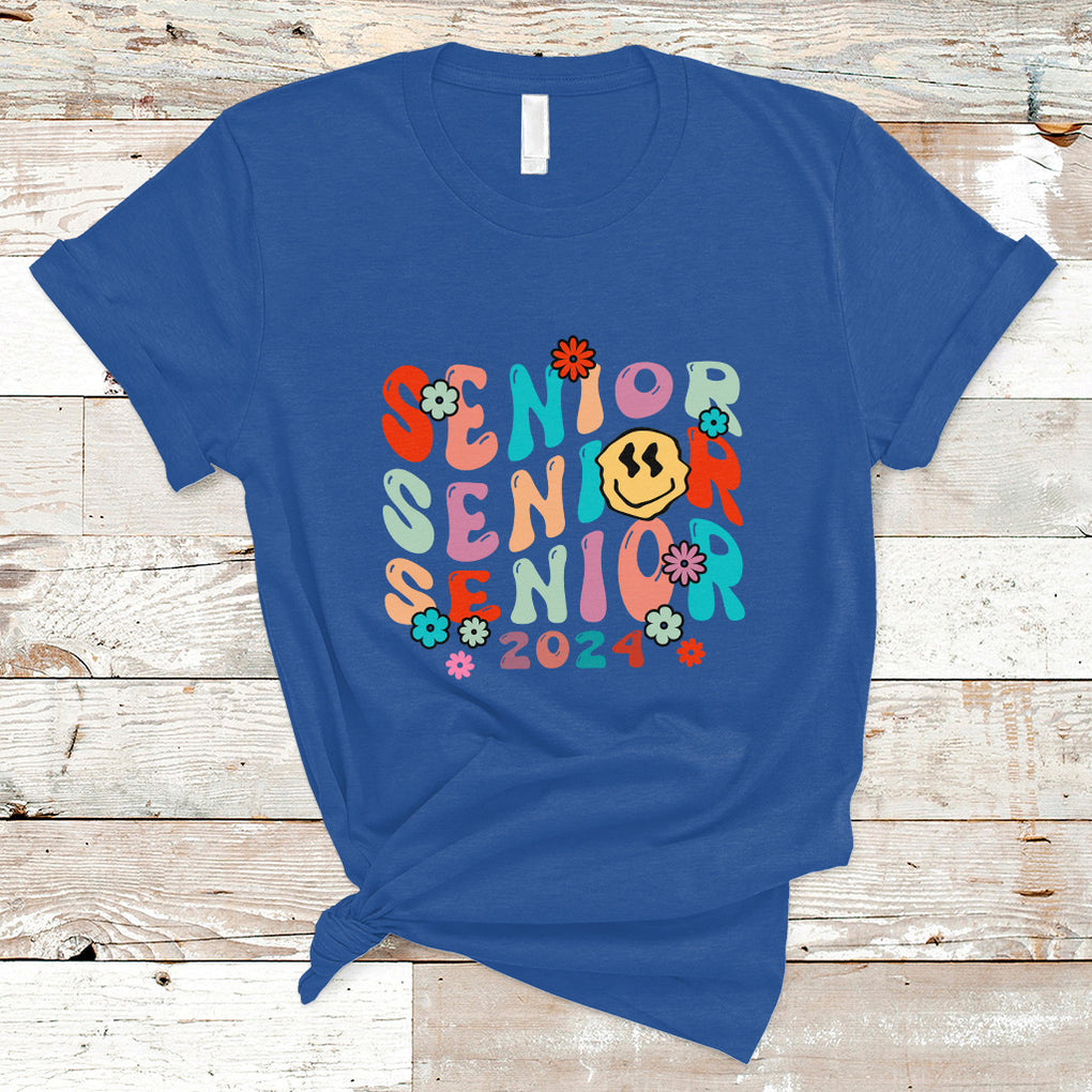 T Shirt Senior 2024 Class of 2024 Graduation High School TS02 Royal Blue Printyourwear