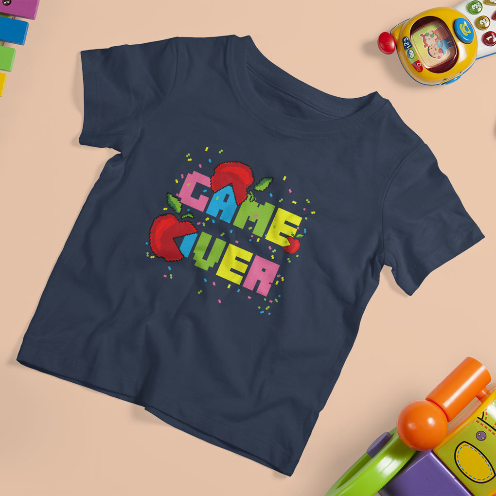 T Shirt For Kid Game Over Back To School Funny Video Game Apple Eating Game On School TS02 Printyourwear