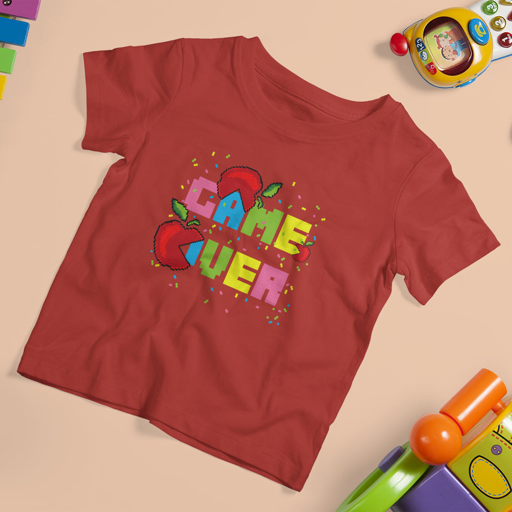 T Shirt For Kid Game Over Back To School Funny Video Game Apple Eating Game On School TS02 Printyourwear