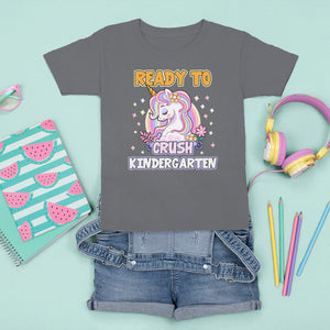 Cute Kindergarten Unicorn T Shirt For Kid I'm Ready To Crush Kinder 1st Day Of School For Girls TS02 Charcoal Printyourwear
