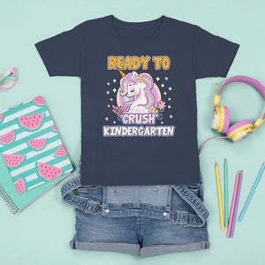 Cute Kindergarten Unicorn T Shirt For Kid I'm Ready To Crush Kinder 1st Day Of School For Girls TS02 Navy Printyourwear