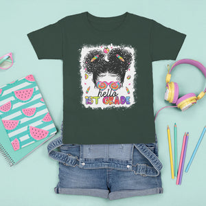 Hello 1st Grade T Shirt For Kid Cute Messy Bun Girls Tie Dye Back To School TS02 Printyourwear
