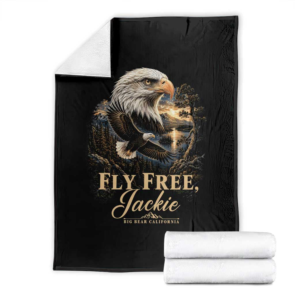 Fly Free Jackie Big Bear Bald Eagle Memorial Throw Blanket California Valley Sunset Forest Nature Graphic TS02 Black Print Your Wear