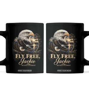 Fly Free Jackie Big Bear Bald Eagle Memorial Coffee Mug California Valley Sunset Forest Nature Graphic TS02 Black Print Your Wear