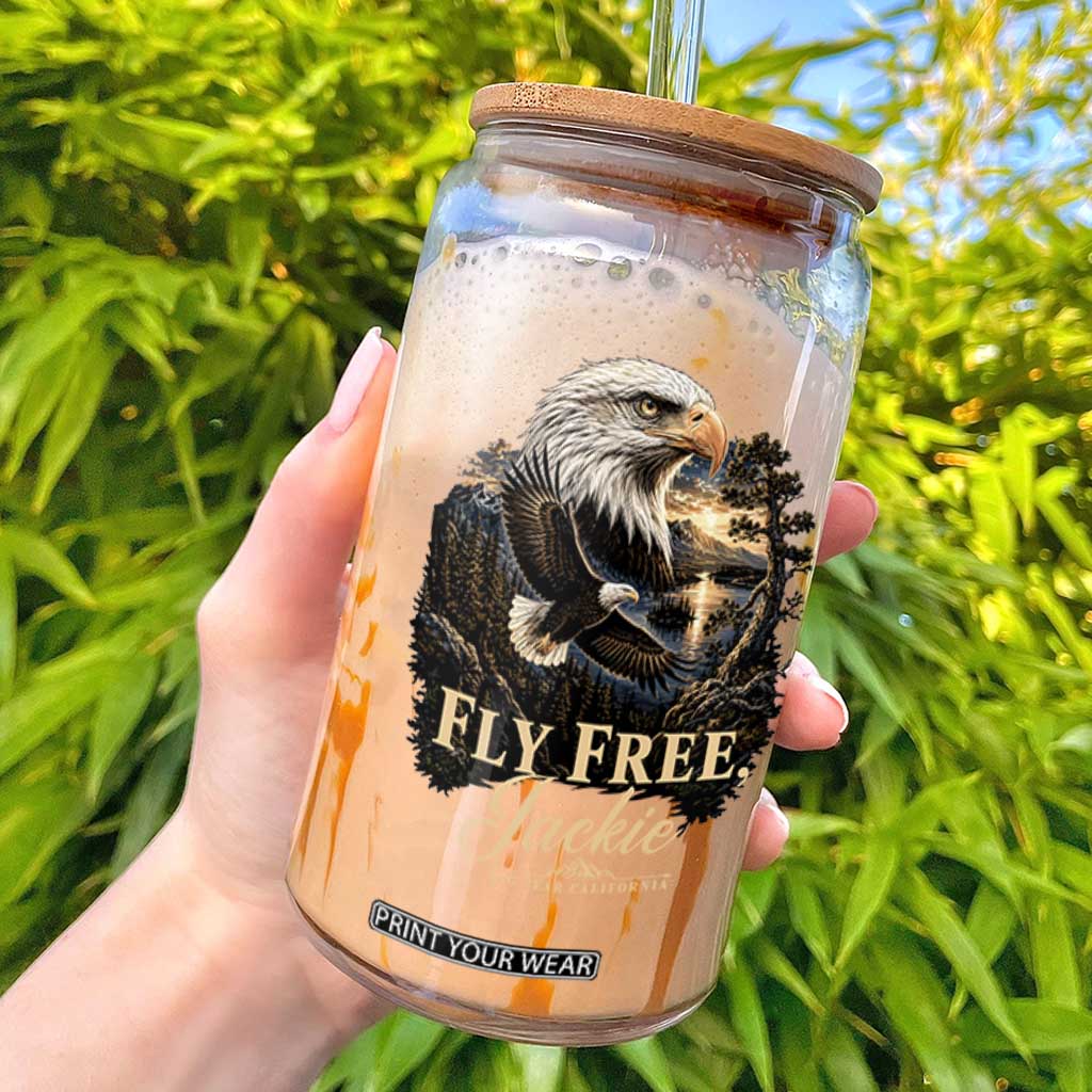 Fly Free Jackie Big Bear Bald Eagle Memorial Glass Can California Valley Sunset Forest Nature Graphic TS02 Black Print Your Wear