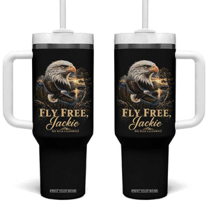 Fly Free Jackie Big Bear Bald Eagle Memorial Tumbler With Handle California Valley Sunset Forest Nature Graphic TS02 One Size: 40 oz Black Print Your Wear