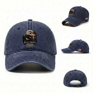 Fly Free Jackie Big Bear Bald Eagle Memorial Washed Cotton Baseball Cap California Valley Sunset Forest Nature Graphic TS02 Washed Cap Universal Fit Navy Print Your Wear