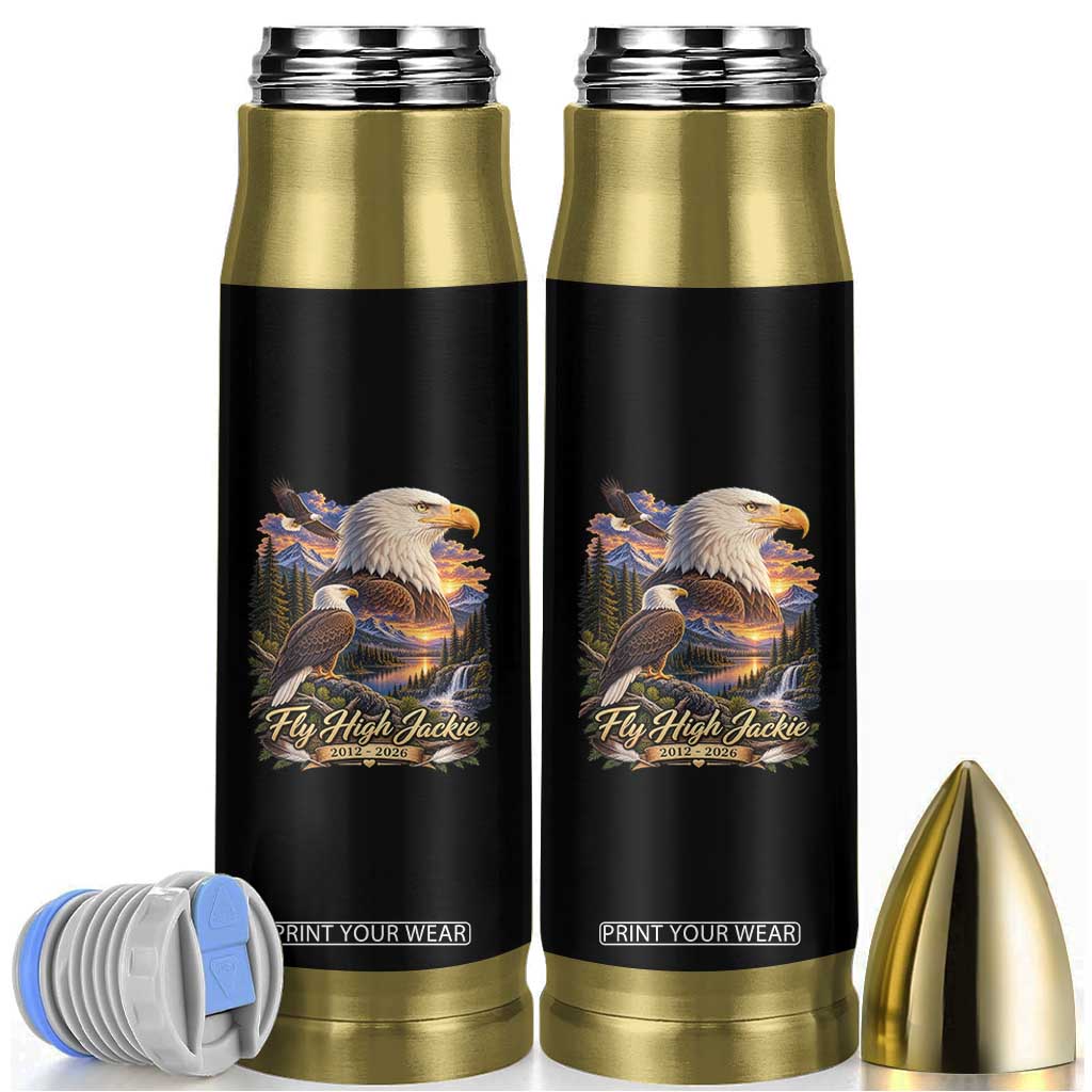 Fly High Jackie Bald Eagle Memorial Bullet Tumbler Scenic Mountain Sunset Lake Nature Graphic TS02 Black Print Your Wear