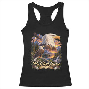 Fly High Jackie Bald Eagle Memorial Racerback Tank Top Scenic Mountain Sunset Lake Nature Graphic TS02 Black Print Your Wear