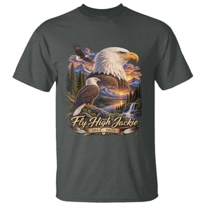 Fly High Jackie Bald Eagle Memorial T Shirt Scenic Mountain Sunset Lake Nature Graphic TS02 Dark Heather Print Your Wear