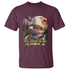Fly High Jackie Bald Eagle Memorial T Shirt Scenic Mountain Sunset Lake Nature Graphic TS02 Maroon Print Your Wear