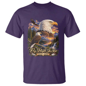 Fly High Jackie Bald Eagle Memorial T Shirt Scenic Mountain Sunset Lake Nature Graphic TS02 Purple Print Your Wear