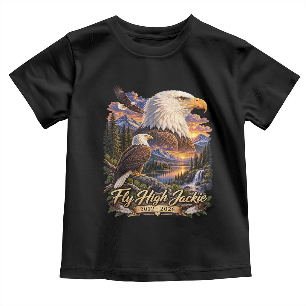 Fly High Jackie Bald Eagle Memorial Toddler T Shirt Scenic Mountain Sunset Lake Nature Graphic TS02 Black Print Your Wear